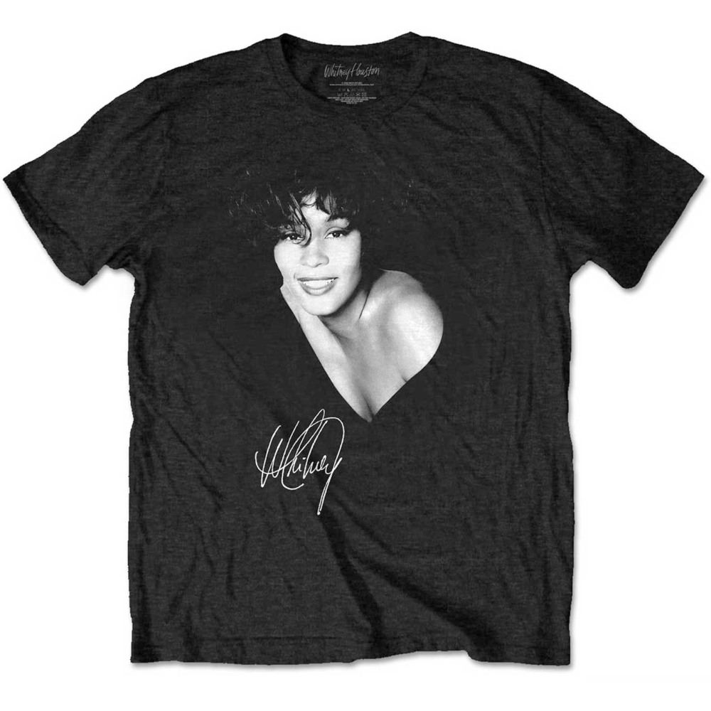 Whitney Houston - B&W Photo Heren Tshirt - Zwart
